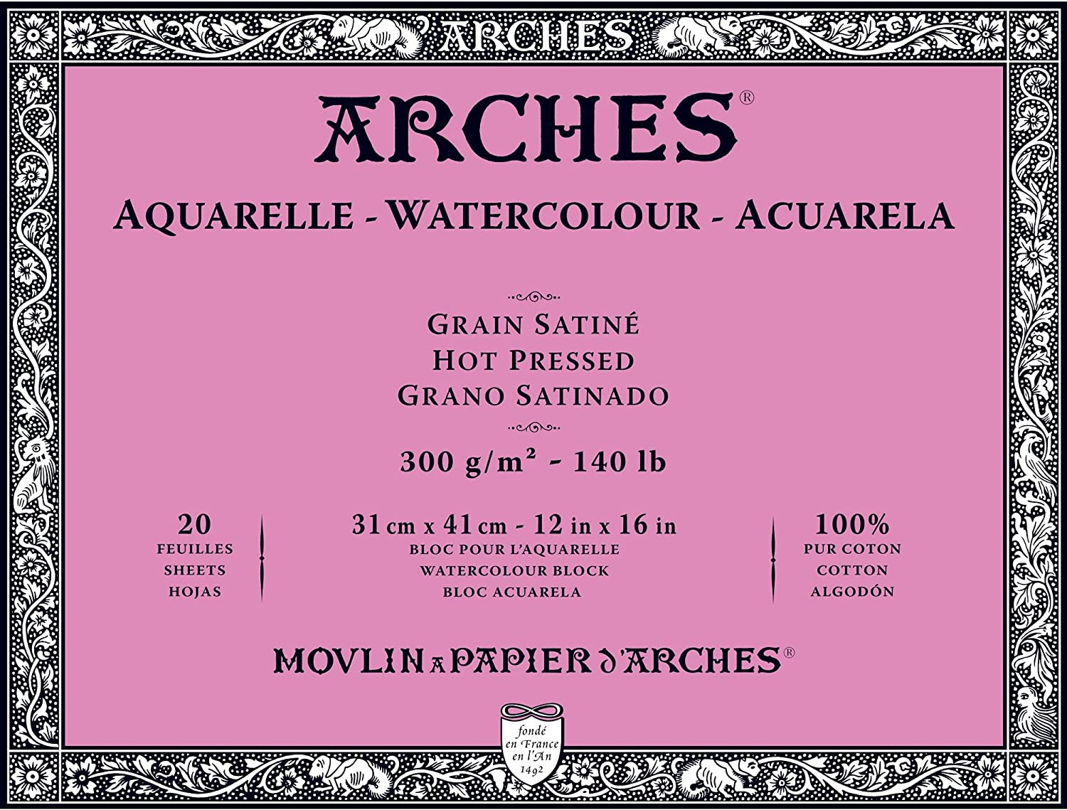 Arches 300 gr Grana Fine 23x31 20 fogli incollati 4 lati - Colorificio  Grossich