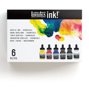 LIQUITEX ACRYLIC INK – ASSORTIMENTO INCHIOSTRO ACRILICO EXTRAFINE – 6 FLACONI DA 30 ML – COLORI ESSENZIALI