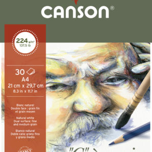 Canson ‘C a grain’ Blocco Carta Da Disegno 30 fogli 224 g grana fine bianco naturale